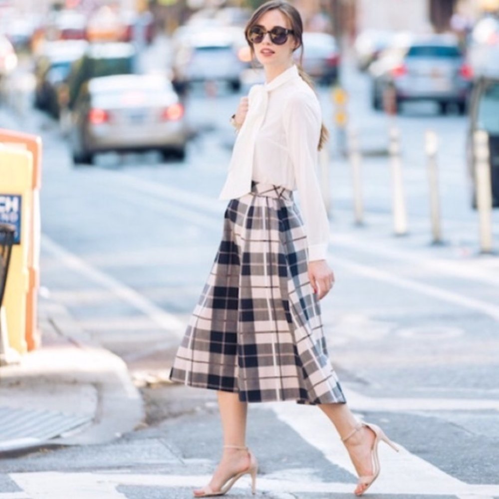 Kate Spade Woodland Plaid Midi Skirt in Pink 4